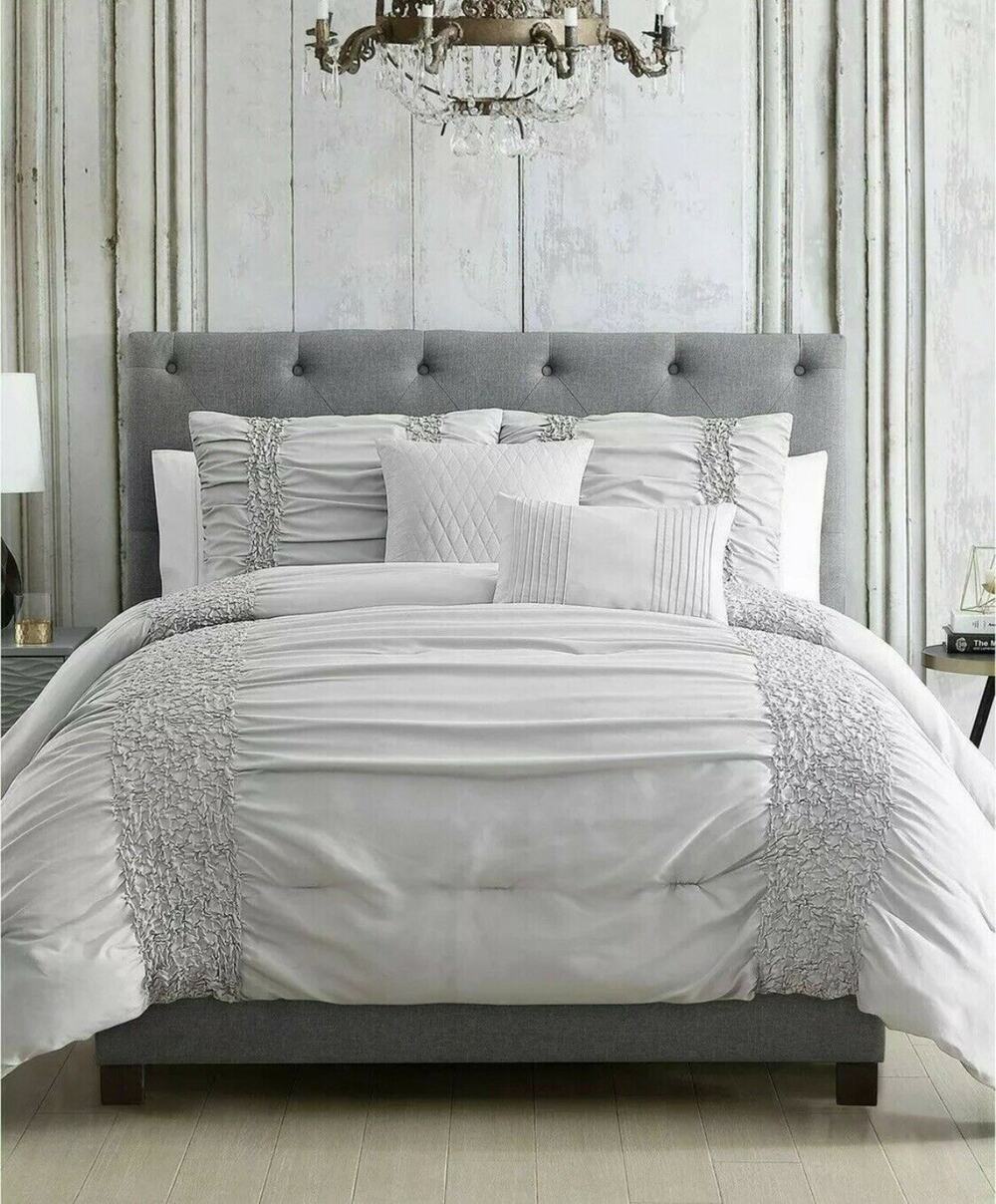 Hallmart Collectible Amalina 4-Pc Comforter Set Twin/ Twin XL Grey